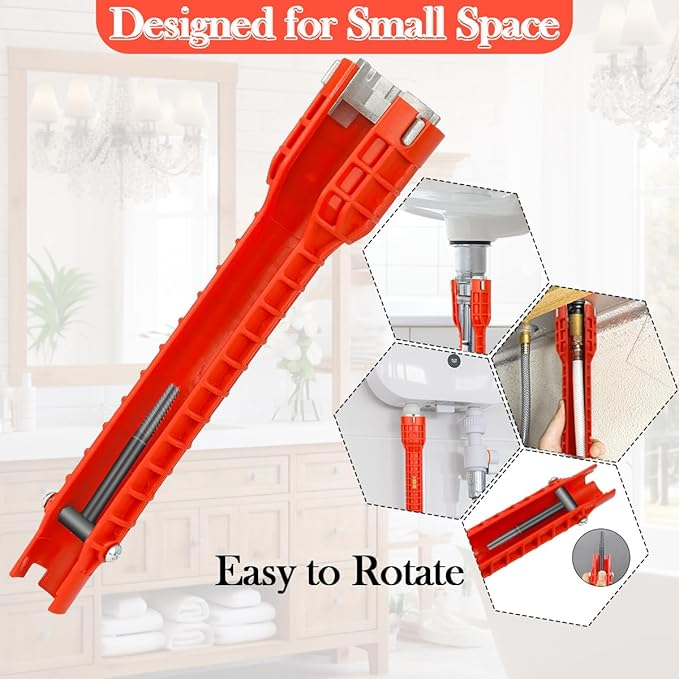 14 in 1 Faucet and Sink Installer,Faucet and Sink Wrench,Multifunctional Sink Wrench,Suitable for Installing Pipes under Bathrooms,Toilets,Kitchens,and Sinks（Red）
