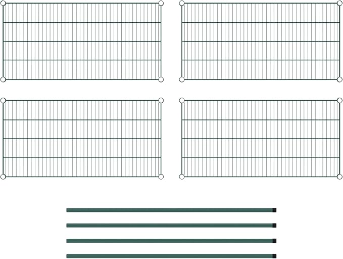 Commercial NSF Listed Green Epoxy Stationary Wire Shelving Kit 21" x 42" x 54", with 4 Shelves Perfect for Warehouse, Walk-in Refrigerator, Freezer, Grocery Store, Restaurant, Dishroom