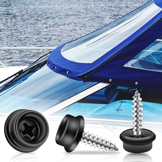 Boat Canvas Snaps, Marine Snaps Stainless Steel, Boat Cover Snaps Stainless Steel Kit With 3/8 Inch Socket Snap Screw (100pcs Black)