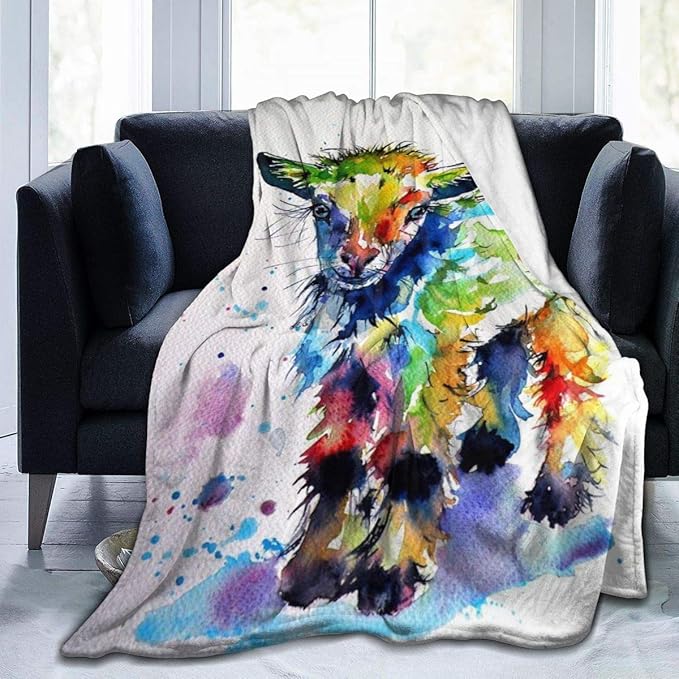 Goat Blanket Goat Gifts for Girls Boys Kids Cute Colorful Couch Sofa Throw Blanket Flannel Animals Birthday Gifts - 50''x60''