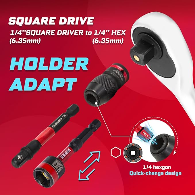 98Pieces 1”/2” Impact Screwdriver Bits Set, Magnetic S2 Steel (Phillips/Slotted/Square/Torx/Hex/Security Torx) Driver Bits Tips,Impact Bit Holder and Nut Driver with Grey Storage Box Case