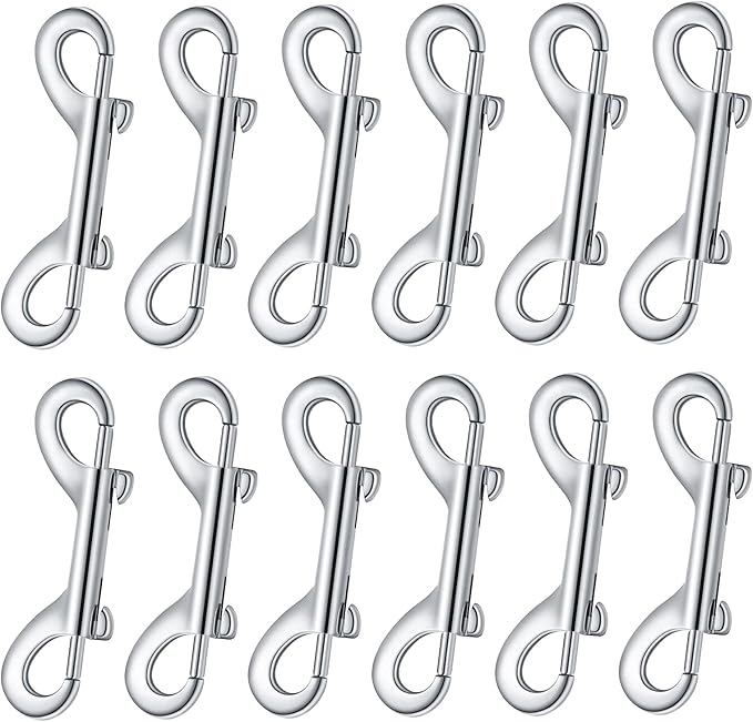 12 Pieces Double Ended Bolt Snaps Hook Zinc Alloy Double Trigger Clips Home Pet Accessory for Linking Dog Leash Collar Leash Key Chain Horse Tack Pet Sling Feed Buckets (2.75 Inch)
