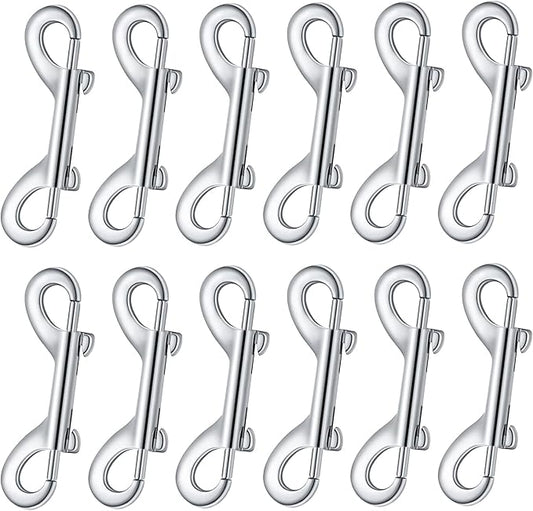 12 Pieces Double Ended Bolt Snaps Hook Zinc Alloy Double Trigger Clips Home Pet Accessory for Linking Dog Leash Collar Leash Key Chain Horse Tack Pet Sling Feed Buckets (2.75 Inch)