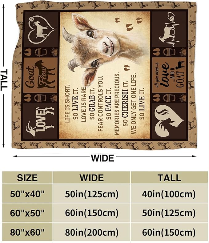 Goat Blanket, Goats Throw Blanket, Sheep Gifts Blankets Stuff Fleece Flannel Plush for Girls Women Men Boys Lovers Adults Soft Bedding Gift for Sofa Bed Office Home Decor 40"X50"