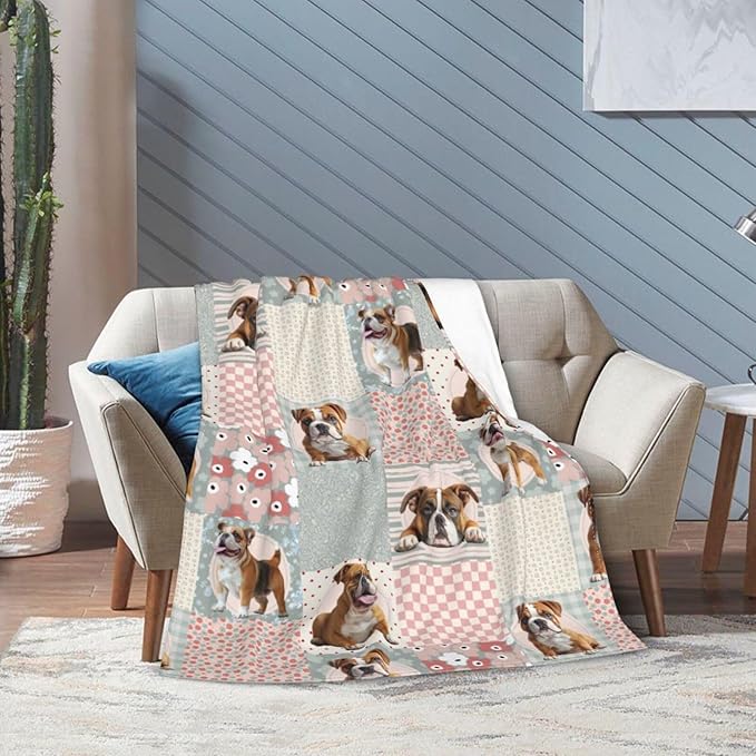 French Bulldog Throw Blanket Cute Bulldog Flannel Blankets Dog Lover Plush Super Soft Cozy Warm Decor Gifts for Boys Girls Kids Adults Men Women 50" x 60"