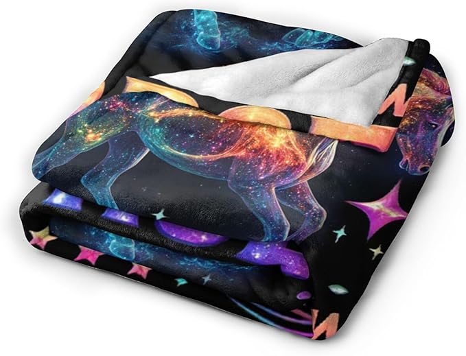 Horse Blanket Gifts for Girls Boys Soft Warm Plush Throw Colorful Horse Blanket Flannel Fleece Fuzzy Horses Blanket for Kids Lovers Bed Couch Living Room Decor 80"X60"