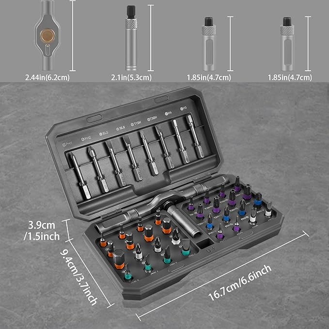 42 in 1 Magnetic Screwdriver Set, Ratchet Screwdriver Sets with 40Pcs Bits, Free Combination Ratchet Screwdriver Tool Set Portable Repair Tool Kit with T Ratcheting Handle for Furiture Bicycle and DIY