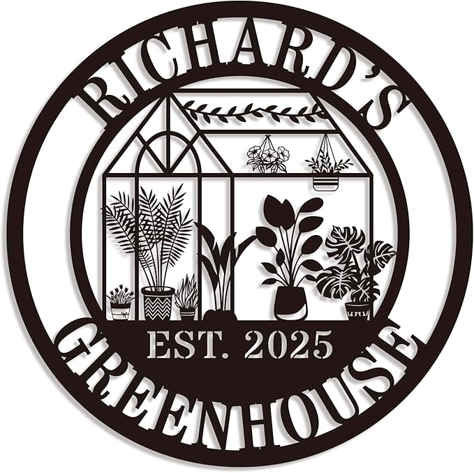 Personalized Metal Garden Greenhouse Sign, Custom Hanging Garden Decor for Outside, Perfect Mother's Day, Grandma, Sister Gift, Unique Gardenhouse Sign