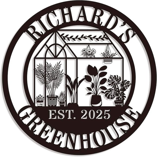 Personalized Metal Garden Greenhouse Sign, Custom Hanging Garden Decor for Outside, Perfect Mother's Day, Grandma, Sister Gift, Unique Gardenhouse Sign