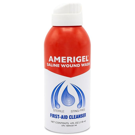 AMERIGEL - Saline Wound Wash - First Aid Cleansing Solution - Advanced Skin and Wound Care - 4 Fl. Oz.