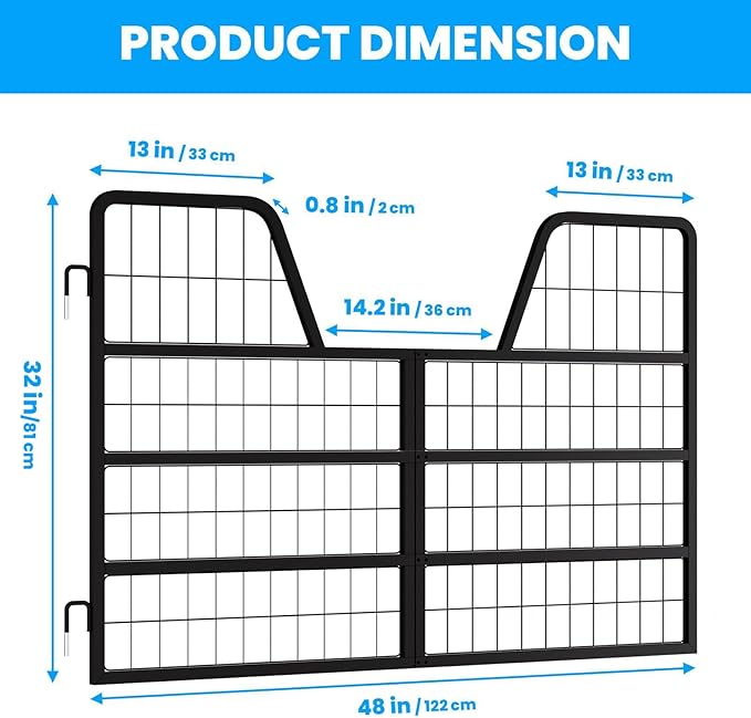 48" W×32" H Stall Guards for Horses, Horse Stall Gates, Heavy Duty Steel Yoke Design Fits Standard Barn Doorways