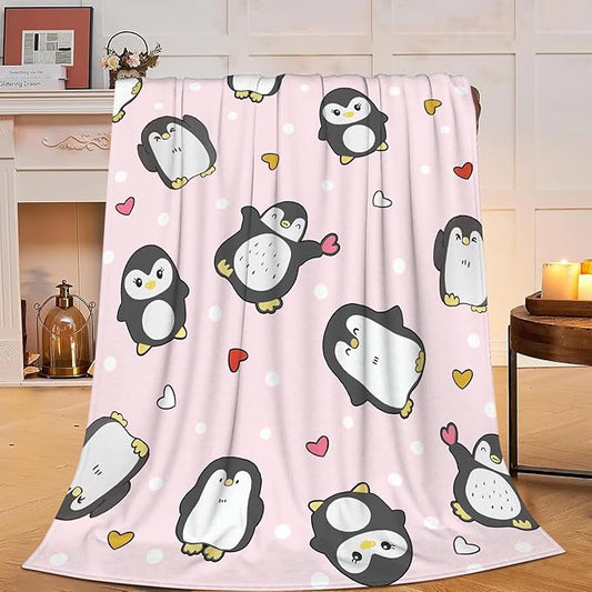 Penguin Blanket Penguins Throw Blanket Soft Warm Cozy Fuzzy Plush Penguin Throw Blanket Gifts for Girls Women Penguins Lightweight Fleece Flannel Gift Blankets for Kids Adults 60"X80"