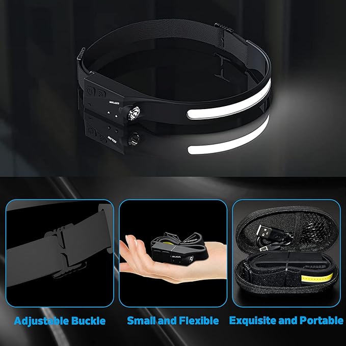 LED Headlamp Rechargeable Flashlight, 2-Pack 230° Wide Beam Headlight with Motion Sensor, Lightweight, Weatherproof, 2 Light Source Head Lamp for Camping Hiking Running Outdoor - Adults and Kids