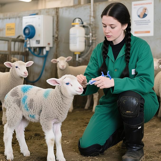 2Pcs 50ML Drencher Medicine, Reusable Adjustable Drench Gun Goat Syringe with Drench Gun Nozzle 10 Needles, for, Cattle, Sheep, Horse, Pig, Large Animal Feeding Syringe