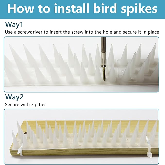 Bird Spikes,Clear,12 Pack Bird Deterrents for Outside,Keep Raccoon Squirrel Pigeon Away,Fence Spike for Garden Patio