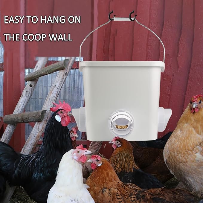 Automatic Chicken Feeder Set Hanging Chicken Feeder No Waste Poultry Feeder Kit 20lb Chicken Feed Container