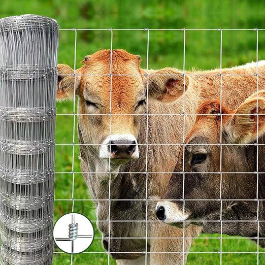 Farm Fence 4x100FT, Galvanized Wire Fencing, Zinc Coated Cattle Fences Used to Hog Goat Fencing for Yard Garden and Field