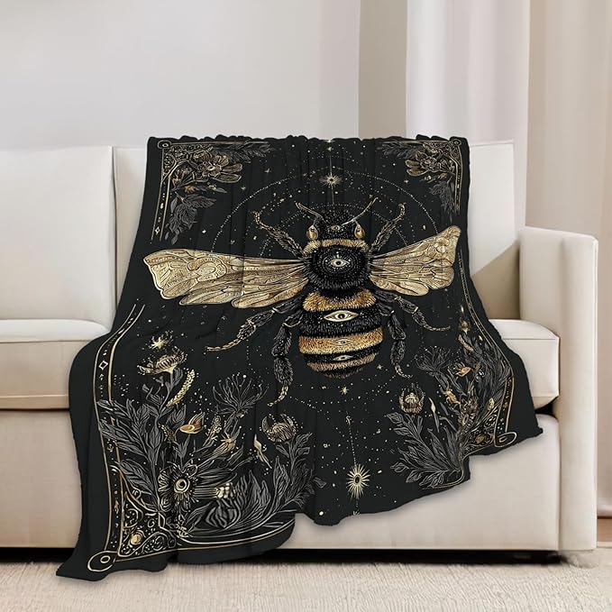 Bee Blanket Bumblebee Animal Throw Blankets Gifts for Girls Boys Kids Bee Lover Soft Cozy Fleece Plush for Couch Sofa Bed 60"x50"