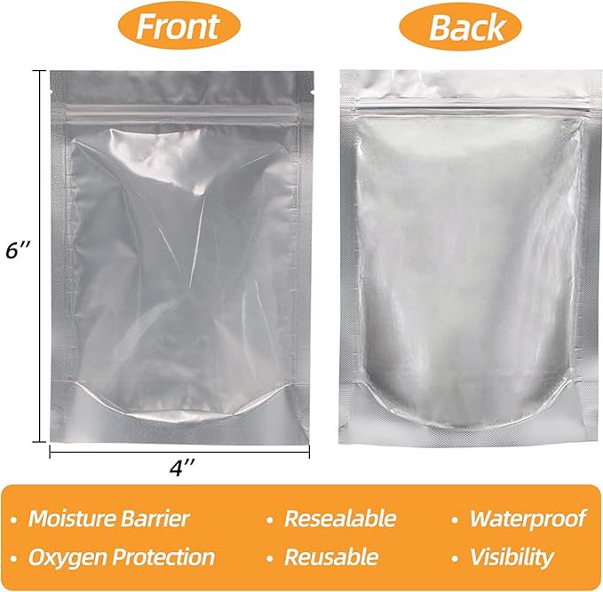 4"x 6" 360pcs Mylar Bags For Food Storage, Mylar Bags With Window, Freeze Dried Candy Bags, Reusable Storage Bags For Food, Mylar Food Storage Bags for Long Term Food Storage