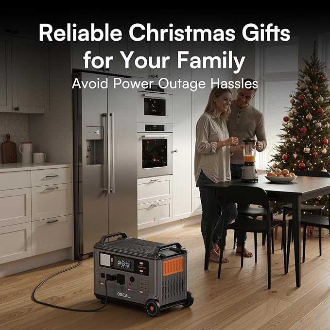OSCAL PowerMax 6000 Solar Generator with 2x200W Solar Panel, 120V/240V 3600Wh Power Station 6000W AC Outlets (9000W Peak), 2200W AC Charging/2400W Solar Charging, Emergency for Home, Battery Backup