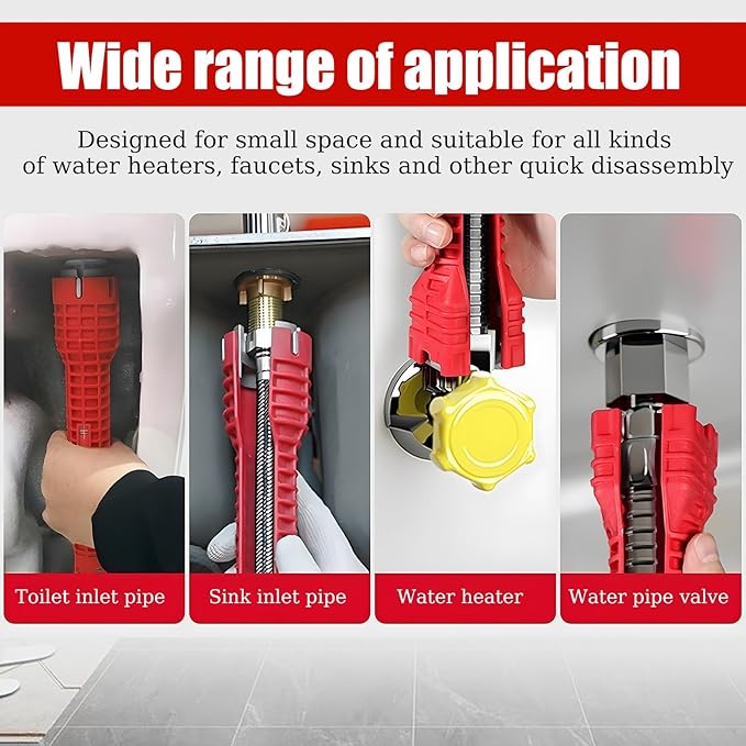 Tap Spanner Tool, 12-in-1 Multi-Functional Faucet Wrench, Comfortable Grip, Anti-Slip, for Sink, Bathroom & Kitchen Plumbing, Faucet Installation, Plumbing Repair Kita