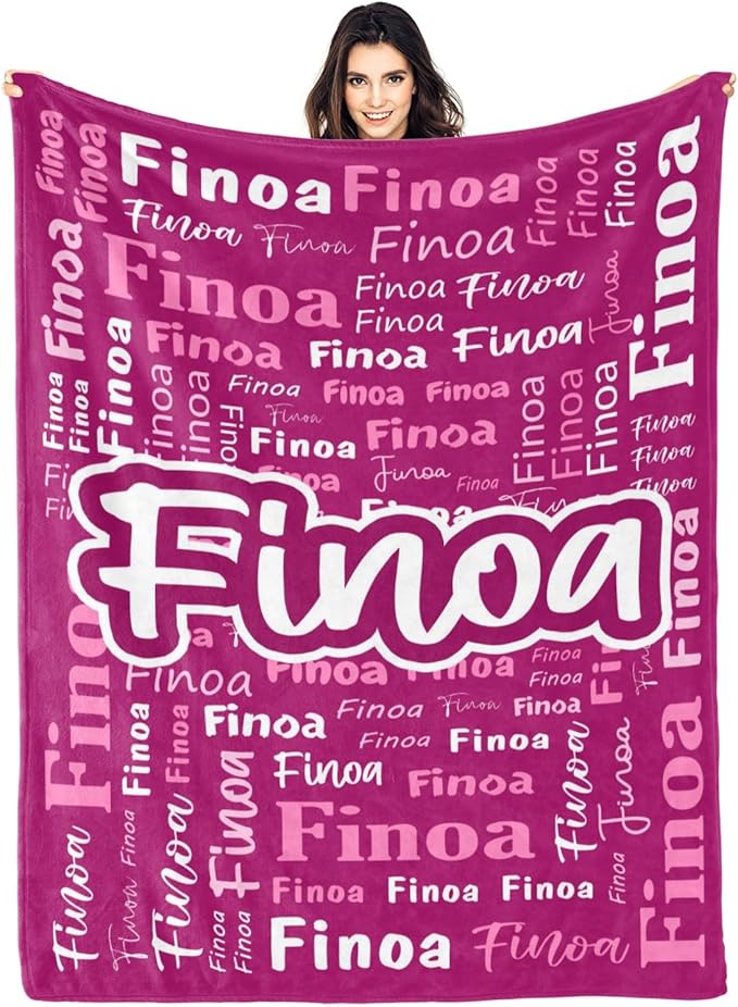 Custom Blanket with Name Personalized Blankets for Kids Adult Boys Girls Flannel Monogrammed Customized Blankets Throw (60''x80'')