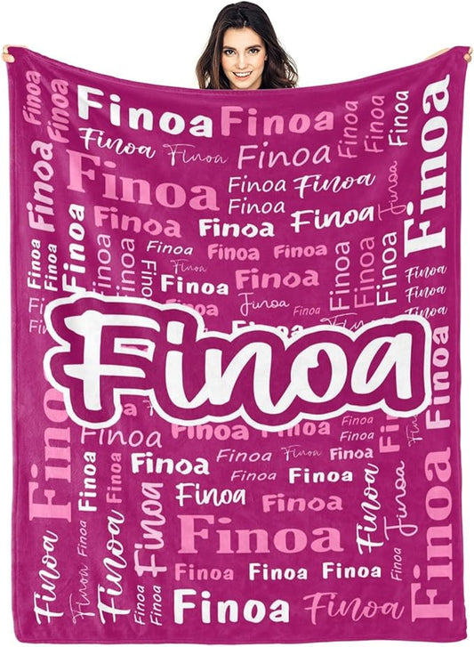 Custom Blanket with Name Personalized Blankets for Kids Adult Boys Girls Flannel Monogrammed Customized Blankets Throw (30''x40'')