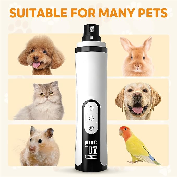 Silent Groom Pro, 2026 New Silent Pet Nail Grinder, Rechargeable Dog Nail Grinder, Portable Electric Pet Nail Trimmer for Cats, Dogs and Other Animals