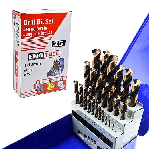 MaxTool Twist Drill Bit Set 25PCs High Speed Steel M2 Jobber Length Fully Ground for Metal Stainless Steel Plastic etc 1-13mm Metric; JBS02H10R025P