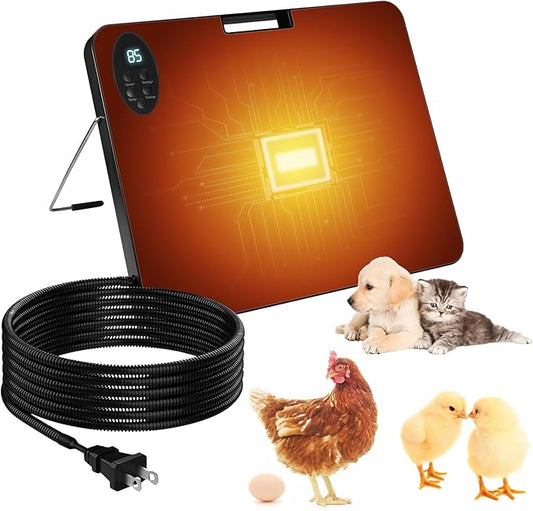 Chicken Coop Heater for Winter, Inside and Outdoor Pet, Animal Heater,Radiant Heat Panel with Overheating Protection with High Temperature Alert,Remote Control Timing Function, Adjustable Temp