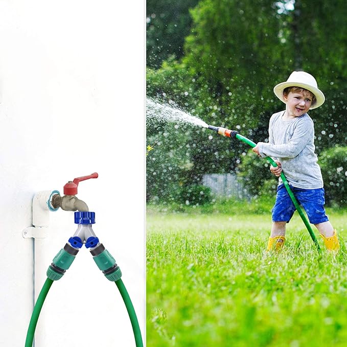 Garden Hose Splitter, 2 Pack 360° 3/4" Plastic Water Hose Splitter 2 Way, Garden Hose Connector with Faucet Watering Shut Off for Landscaping, Gardening, Flower Planting, Irrigation