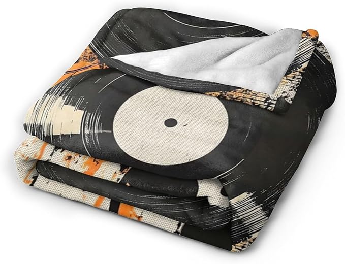 Record Music Throw Blanket Phonograph Blankets Disk Fleece Plush Super Soft Cozy Warm Lightweight Musical Instrument Decor Gifts for Boys Girls Kids Adults Men Women 60" x 80"