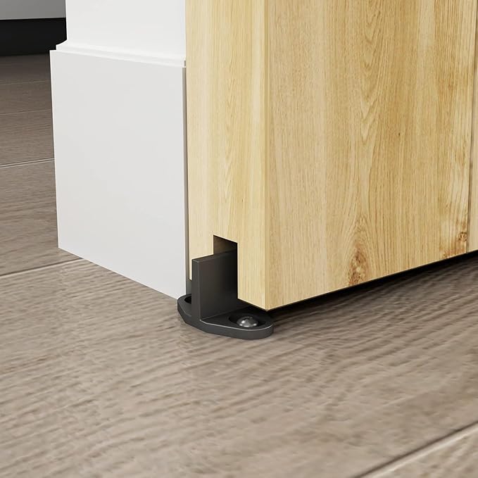 JUBEST 6.6FT Barn Door Sliding Hardware Track Kit, Aluminium Alloy Box Rail Hardware for Classic Modern Interior Single Wooden Door,Low Clearance,Black