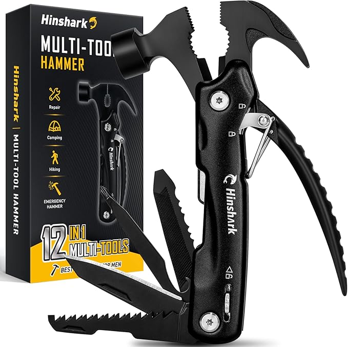 Stocking Stuffers Gifts for Men 12 in 1 Hammer Multitool, Mens Gifts for Christmas, Anniversary Birthday Gifts for Men Dad Husband Him Grandpa, White Elephant Gifts for Adults, Cool Gadgets Tools