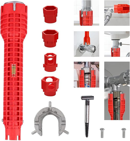 Tap Spanner Tool, 14-in-1 Multi-Functional Faucet Wrench, Comfortable Grip, Anti-Slip, for Sink, Bathroom & Kitchen Plumbing, Faucet Installation, Plumbing Repair Kita
