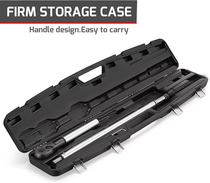3/4-Inch Drive Click Torque Wrench, Dual-Scale Adjustable Torque Wrench Set with a Hex Key 100-600ft.lb / 135-815Nm