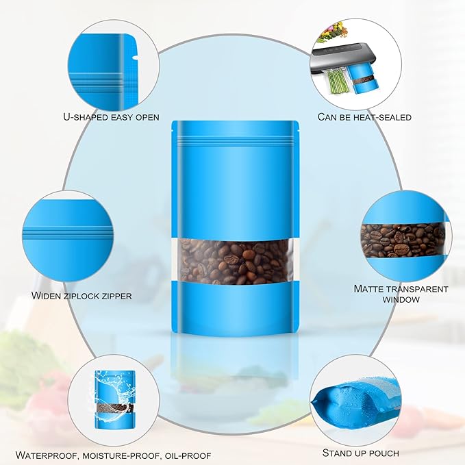 Stand-up Smell-Proof Bags for Small Business Packaging - Candy Food Storage Bag Edible Pouch Bags with Clear Window 100 Pcs Bags for Candy