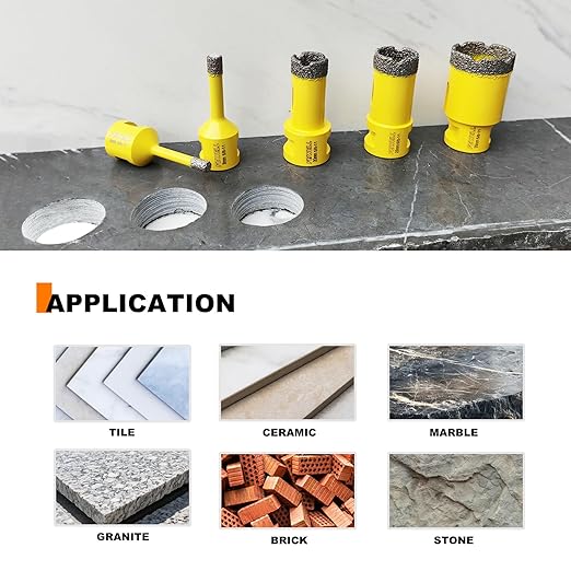 FEWELL 11pcs Diamond Tile Hole Saw Kit with 5/8-11,Diamond Core Drill Bit Set (6/8/20/25/35/50/65/100mm+20mm Finger Bit+50mm Chamfer Bit) for Porcelain Ceramic Tile Marble Granite