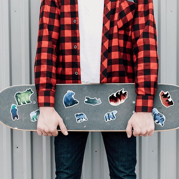 Pack 50 Pcs Funny Animal Grizzly Bear Stickers for Water Bottles Waterproof Laptop Luggage Computer Scrapbooking Teens Adults Girls Boys Aesthetic Sticker Packs Small Vinyl Decals