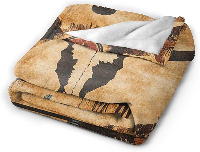 Dynova Western Blanket Cozy Plush Native Tribe Throw Blankets Fuzzy Flannel Fleece Gifts for Girls Boys Women Men 60"X50"
