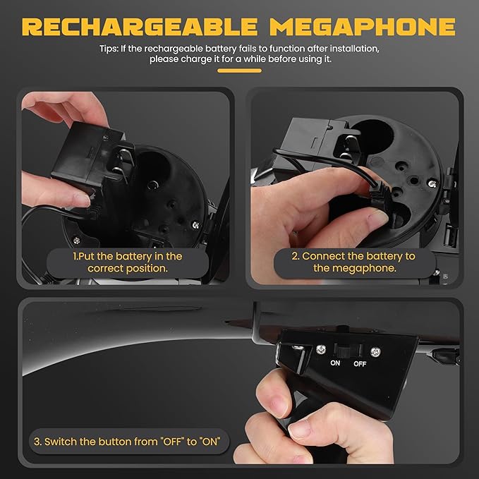 50W Bluetooth Megaphone Bullhorn with Rechargeable Battery-Professional Mega Phone with Siren&240s Recording Supports USB/TF/3.5mm Aux Input-1600 Feet Range for Sports Emergency Outdoor Activities