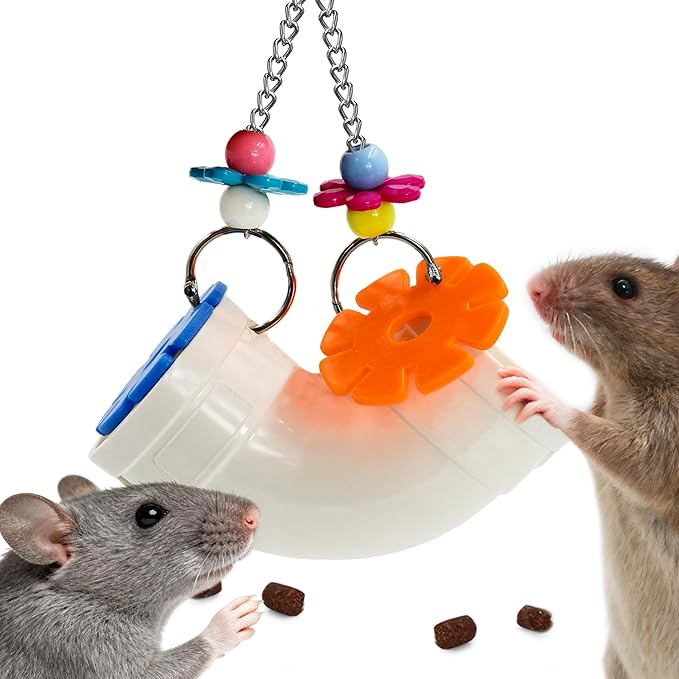 Rat Enrichment Toys, Wide Opening Rat Foraging Toy for Various Treats, Slow Feeder Hanging Fancy Mice Cage Accessories Puzzle Toy More Healthy, Easy-Clean Rodent Toys for Rats, Mice or Parakeets