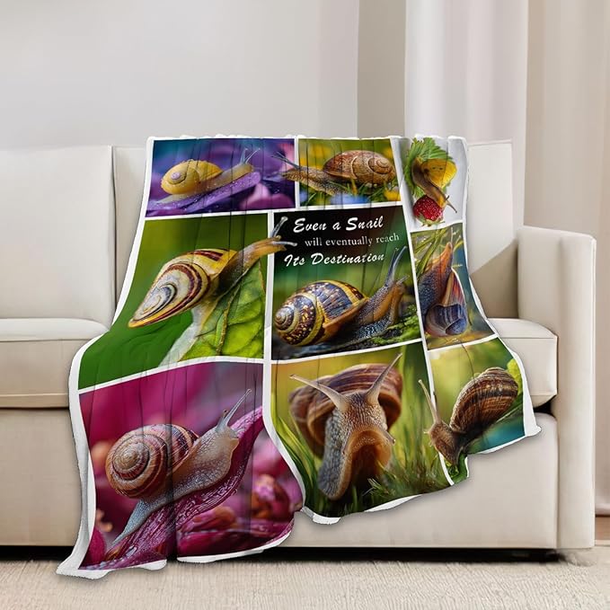 Snail Blanket Snail Lover Throw Blankets Gifts for Girls Boys Kids Soft Cozy Fleece Plush for Couch Sofa Bed 80"x60"