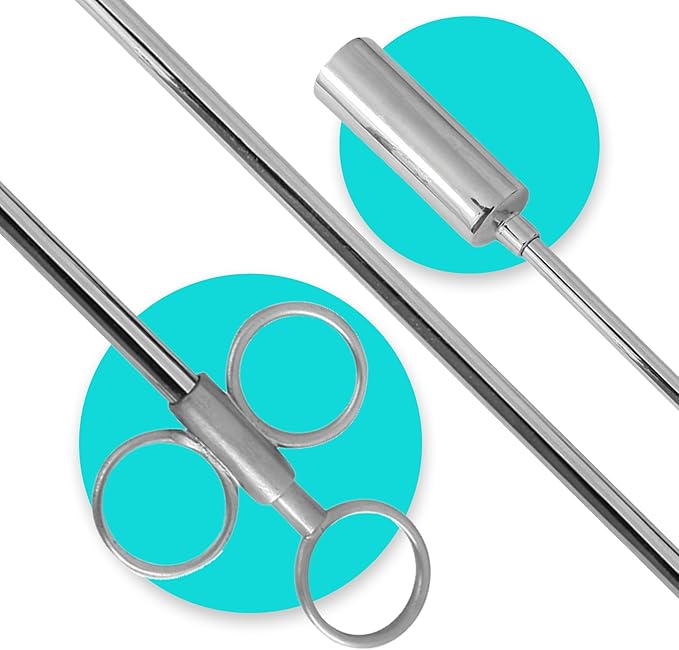 17" Metal Head Balling Gun Spring Clip with 3" Brass Metal Head – Durable Veterinary Tool for Efficient Medication Delivery in Large Animals, Livestock Care, and Cattle Treatment