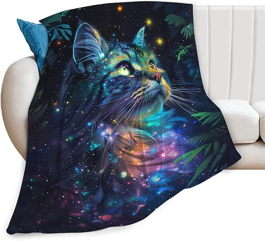 Tijuboni Cat Throw Blanket Cat Gifts for Girls Boys Women Men Kids Adults Soft Flannel Fleece Blanket for Couch Sofa Bed Home Decor 60"x80"
