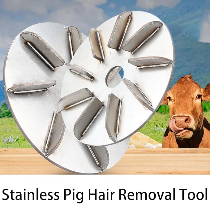2-Pack Pig Hair Removal Tool, 7/9 Gears Stainless Labor-Saving Pig Hair Remover Scraper Disc, Suitable for Hen Sheep, Cattle, Pigs (Mix*2)