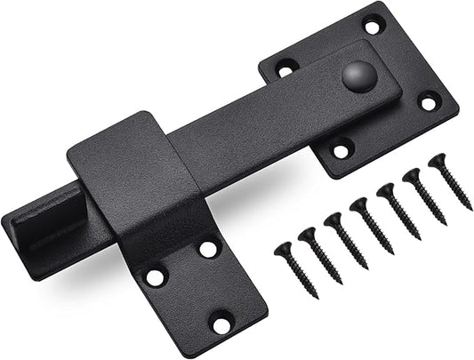 6" Barn Door Flip Latch Sliding Door Latch Gate Latch for Fence, Shed Door, Farm Gate, Solid Metal Heavy Duty Iron Hardware, add More Security and Privacy, Matte Black