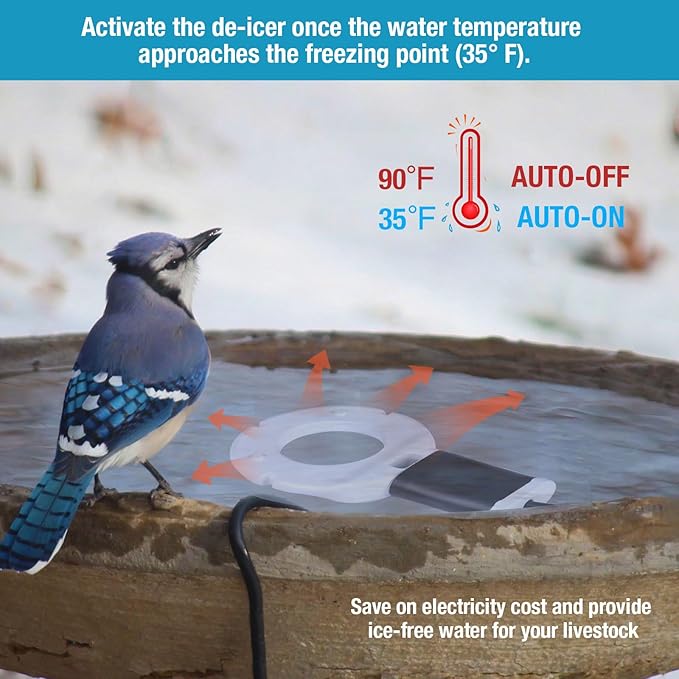 500W Chicken Waterer Heater, Aluminum Utility De-Icer for Farm & Livestock, Non-Conductive and Anti-Rust Heated Chicken Waterer, Bird Bath Heater Livestock Water Heater for Multiple Using
