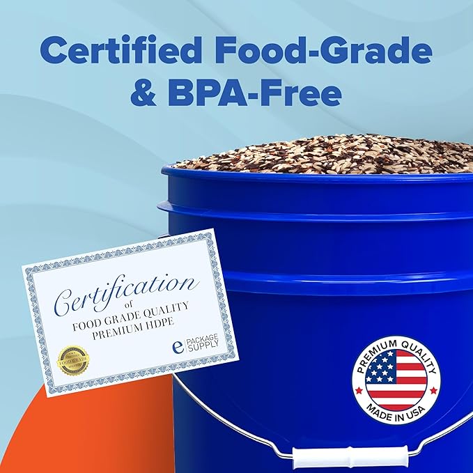 ePackageSupply 5 Gallon Bucket with Airtight Lid | Made in USA | Food Grade | Heavy-Duty Premium HPDE Plastic | Durable 90 Mil All Purpose Pail | Easy Stack and Store | BPA Free | 3 Count