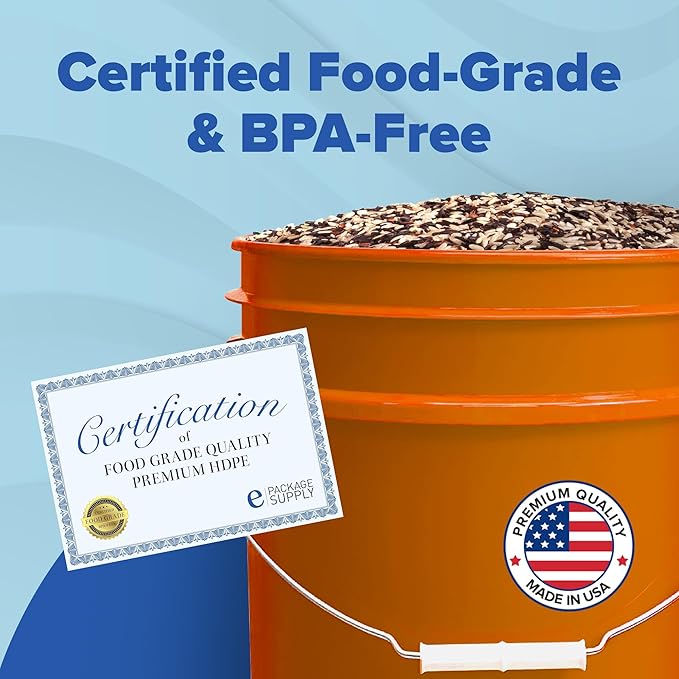 ePackageSupply 5 Gallon Bucket with Airtight Lid | Made in USA | Food Grade | Heavy-Duty Premium HPDE Plastic | Durable 90 Mil All Purpose Pail | Easy Stack and Store | BPA Free | 6 Count
